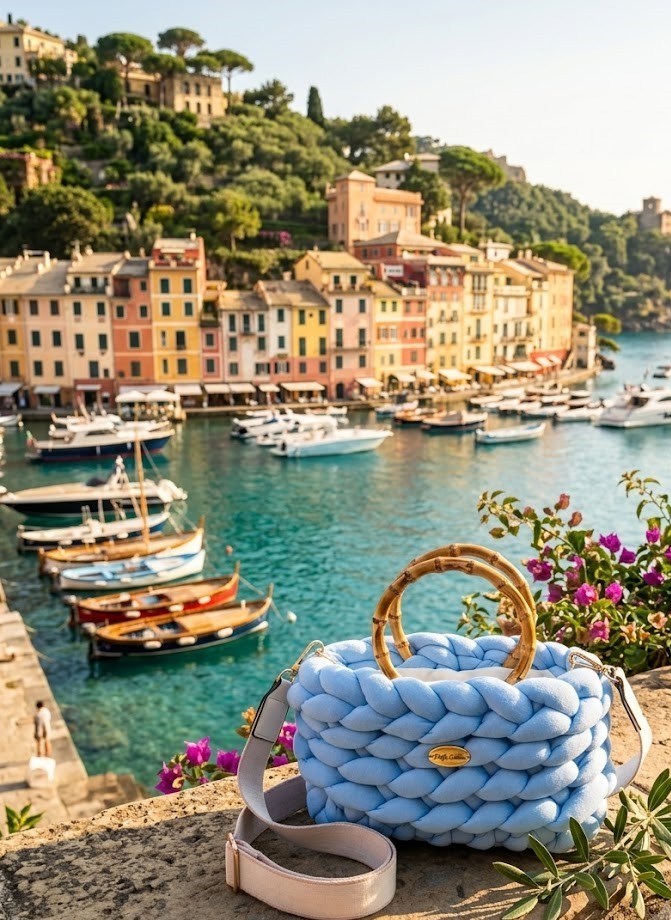 ##Le Portofino – Borsa in Maglia Chunky & Bambù##